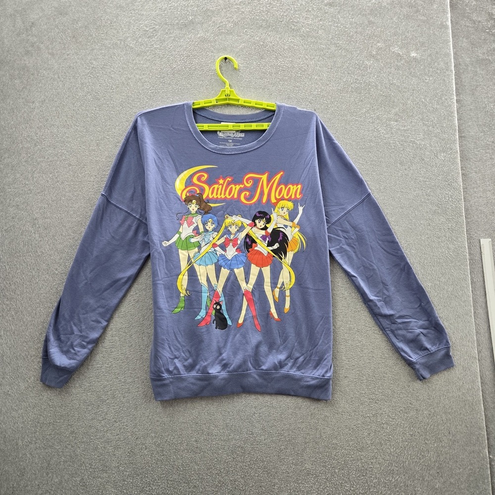 Sailor Moon Women Sweatshirt 1X Purple Graphic Anime Print Long Sleeve